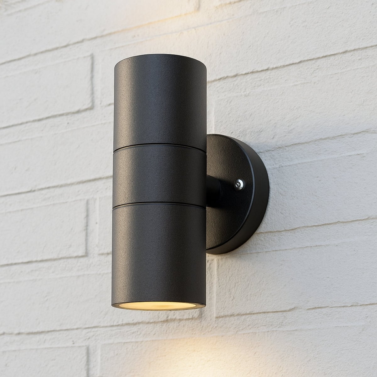 CGC LEON Black Stainless Steel GU10 Up and Down Outdoor Wall Light IP44 Black Black Height: 16.5 cm, Diameter: 8.5 cm, Width: 9 cm