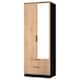 image 4 of Crete Tall 2 Drawer Double Mirrored Wardrobe in Slatted Effect & Black (Ready Assembled) | Black | Slatted Effect / Black