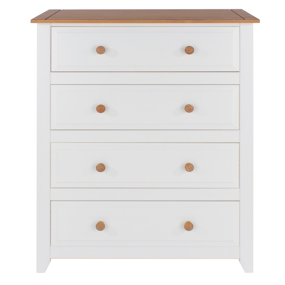 image 1 of Capri 4 Drawer White Chest of Drawers - White Painted Pine Bedroom Storage with Shaker Style Legs | White | White | 1