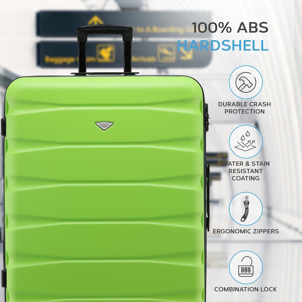 image 1 of Flight Knight 29" Extra Large Suitcase – 20kg Capacity Hard Shell Check-In Luggage with 4 Wheels  100+ Airlines Approved: Ryanair, EasyJet, Jet2, Wizz Air, BA Green | Green/Black | Large