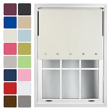 FURNISHED Blackout Roller Blinds with Round Eyelets Cut to Size Easy Fit Window Shade | Cream | Cream | (W) 240cm x (L) 210cm