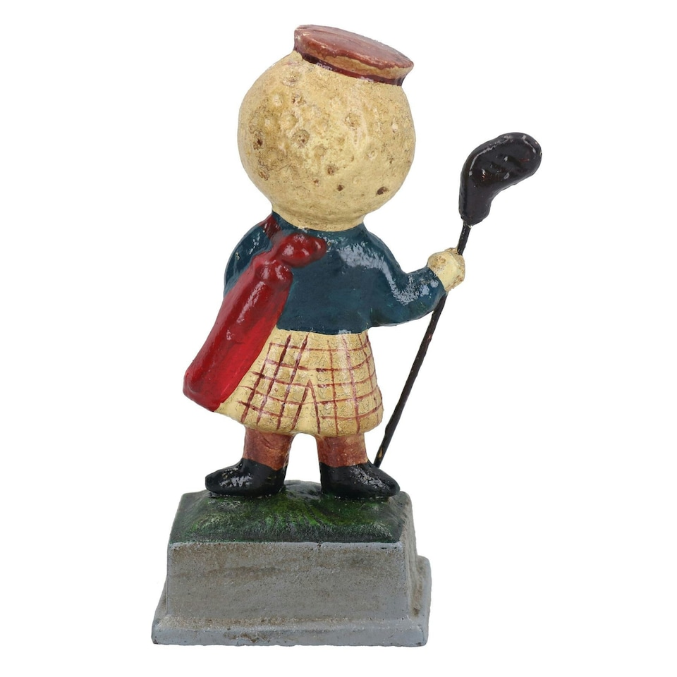 image 1 of Silver King Golf Man Figure Statue Cast Iron Golfer Mascot Ornament House Home