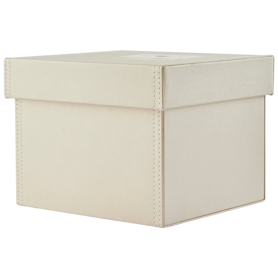 image 1 of Cuir Leather Effect Cream Storage Box