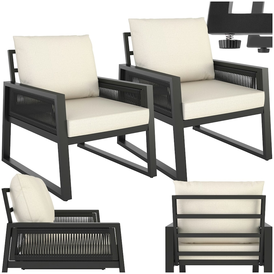 image 1 of Garden Furniture Set Captive - aluminium frame, elastic cord sides - 2 Armchairs