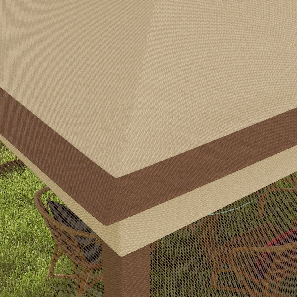 image 1 of Outsunny Garden Folding Tent Heavy Duty Pop Up Gazebo for Party Khaki