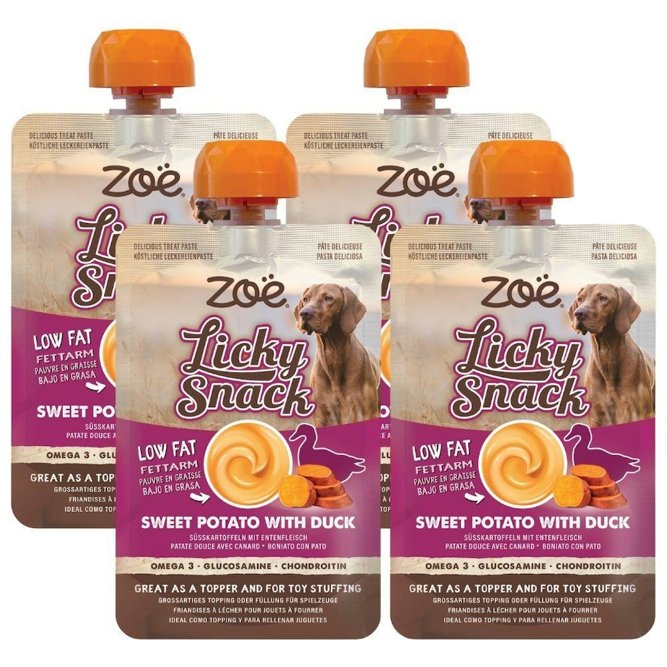image 1 of Zoe Licky Snack Dog Treat Paste 85g x4 Bundle - Sweet Potato with Duck