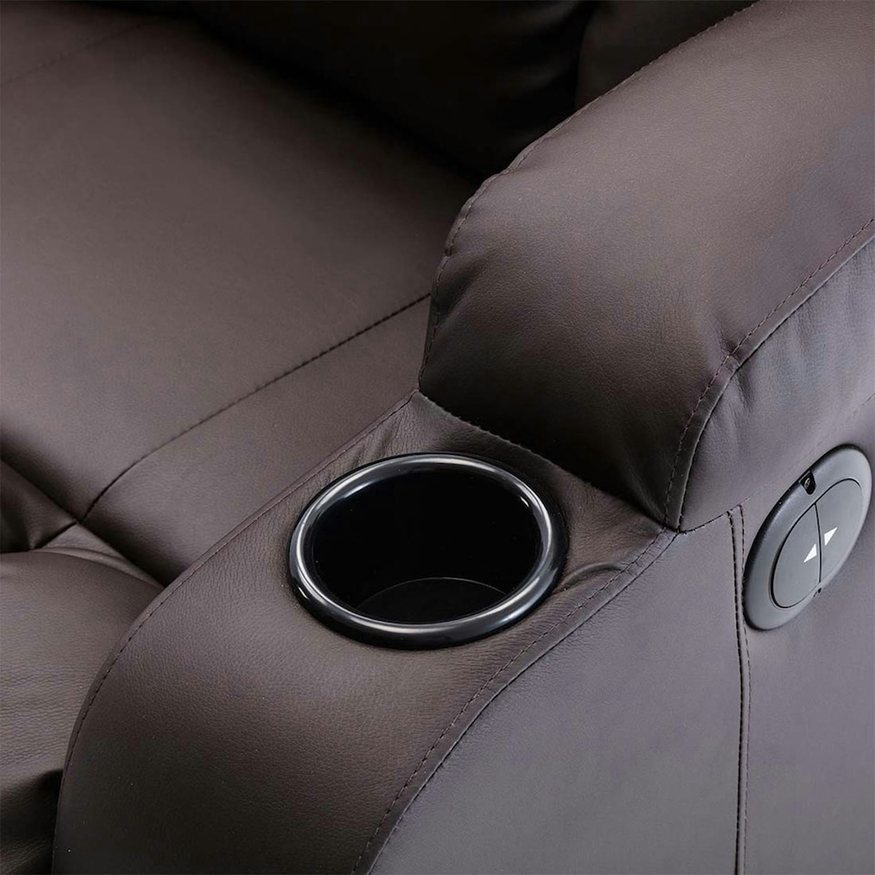 image 1 of Caesar 3 Seater Electric High Back Bonded Leather Recliner Sofa (Brown)