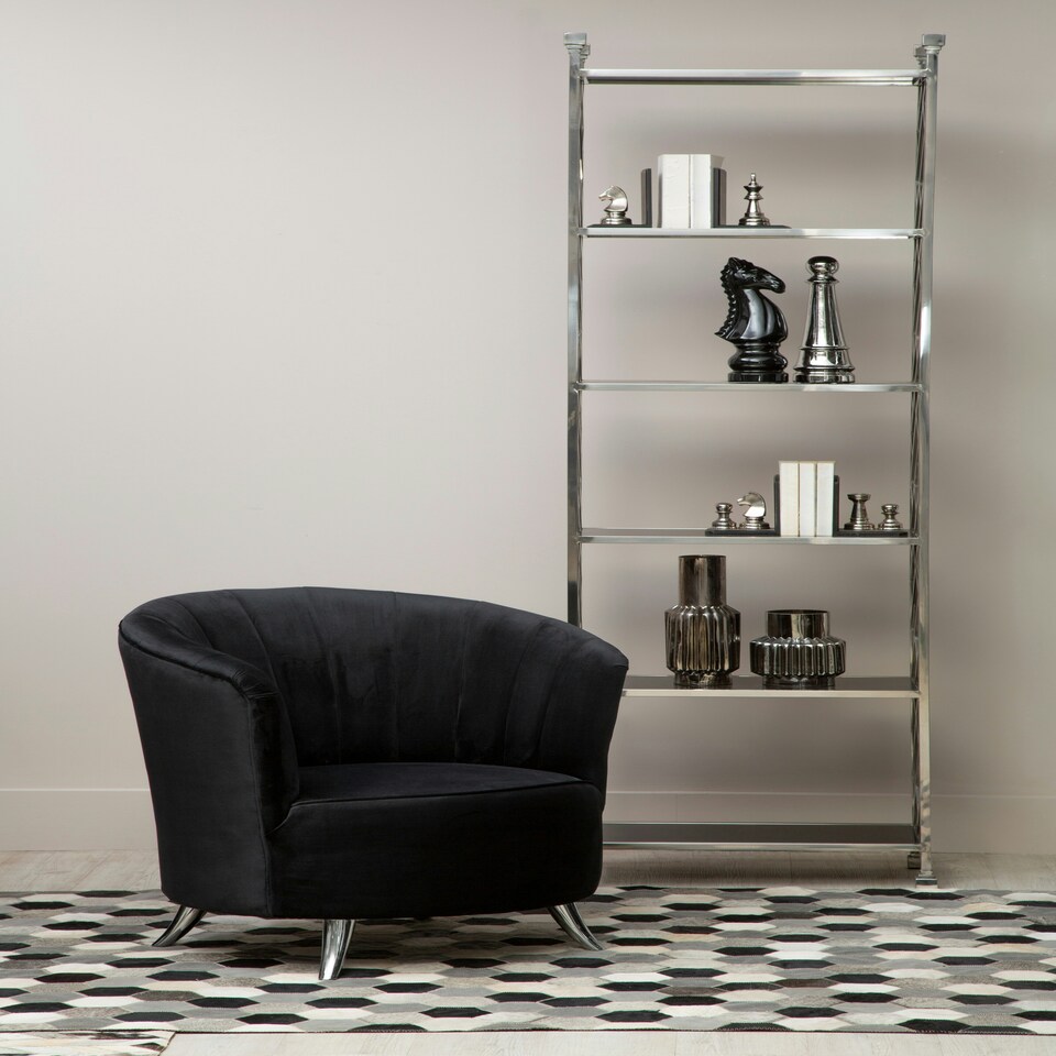 image 1 of Interiors by Premier Black Tub Chair, Stylish Office Chair, Classy Velvet Chair, Round Velvet Upholstery Chair for Lounge