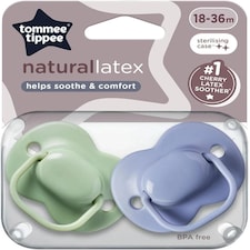 Tommee Tippee Natural Latex Cherry Soothers 2 Pack | BPA Free Baby Dummies with Cherry Shaped Teat & Steriliser Pod | Natural Latex Soothers for Newborns