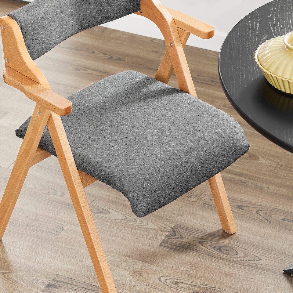image 1 of SoBuy 2 Folding Chairs Gray, Solid Wood Frame, 24.2x22x30.5 in, 14 kg - FST98-HGX2