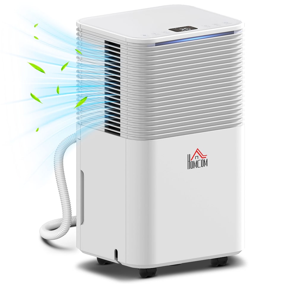 image 1 of HOMCOM 10LDay Dehumidifier with 2L Water Tank, Laundry Drying, Automatic Humidity Sensor, Electric Portable Dehumidifier with 24H Timer, 3 Modes for Home Damp, Mould and Condensation