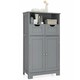 image 3 of COSTWAY Bathroom Cabinet Wooden Storage Cupboard Grey Grey