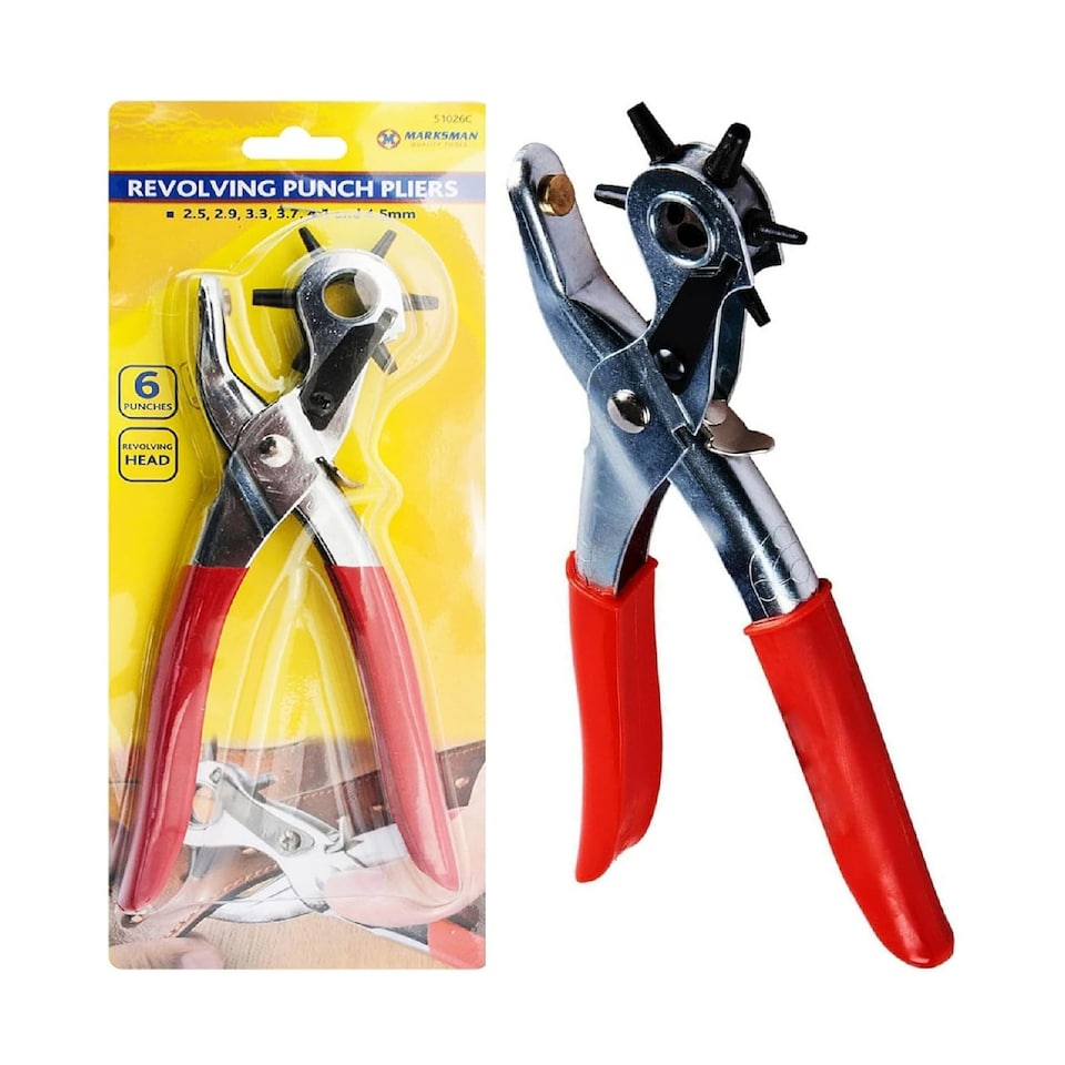 image 1 of Revolving Leather Punch Plier Rivet 6 Sizes Heavy Duty DIY Eyelet Hole