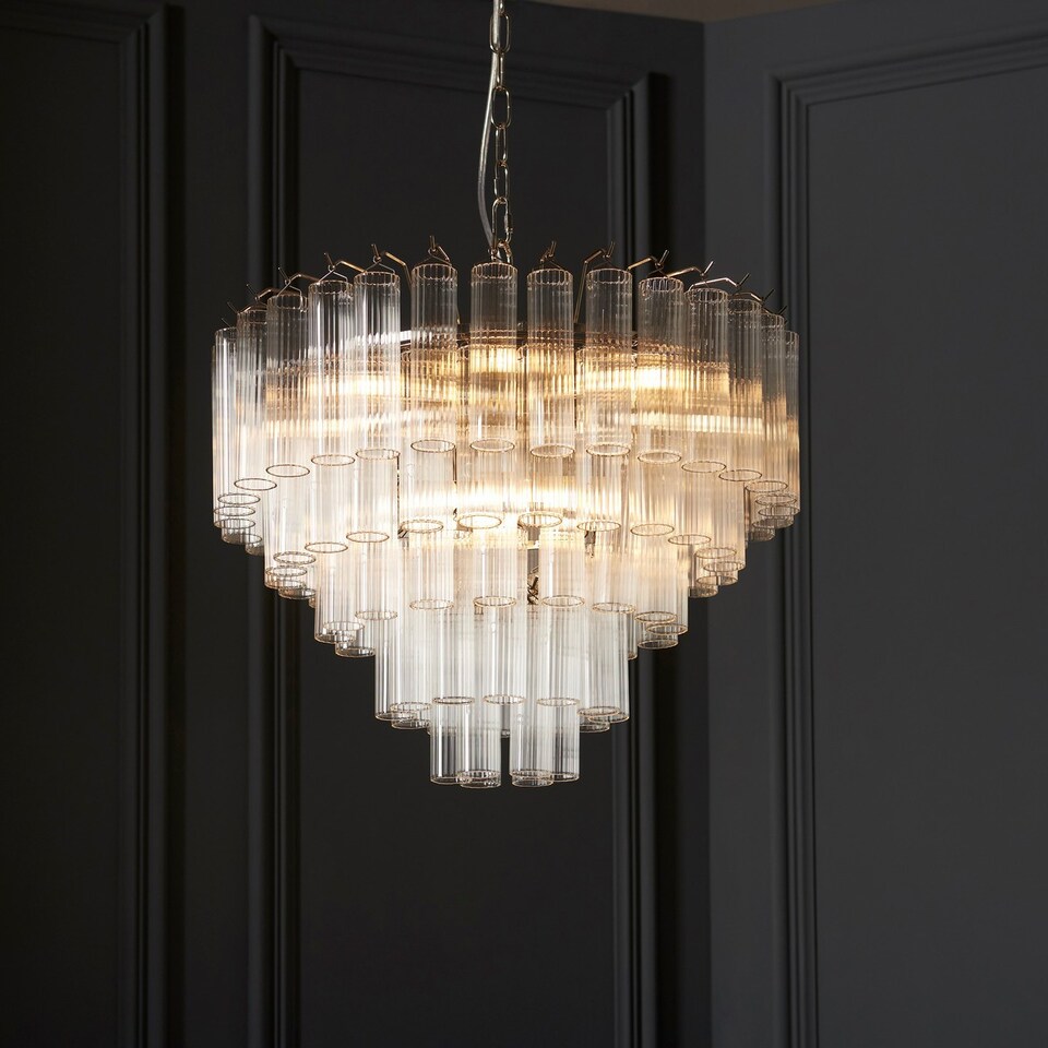 image 1 of Toulouse 12 Light Multi Arm Lamp Ceiling Pendant Bright Nickel