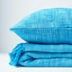 image 5 of Homescapes Nirvana Slub Cotton Teal Throw - 255 x 360 cm Blue