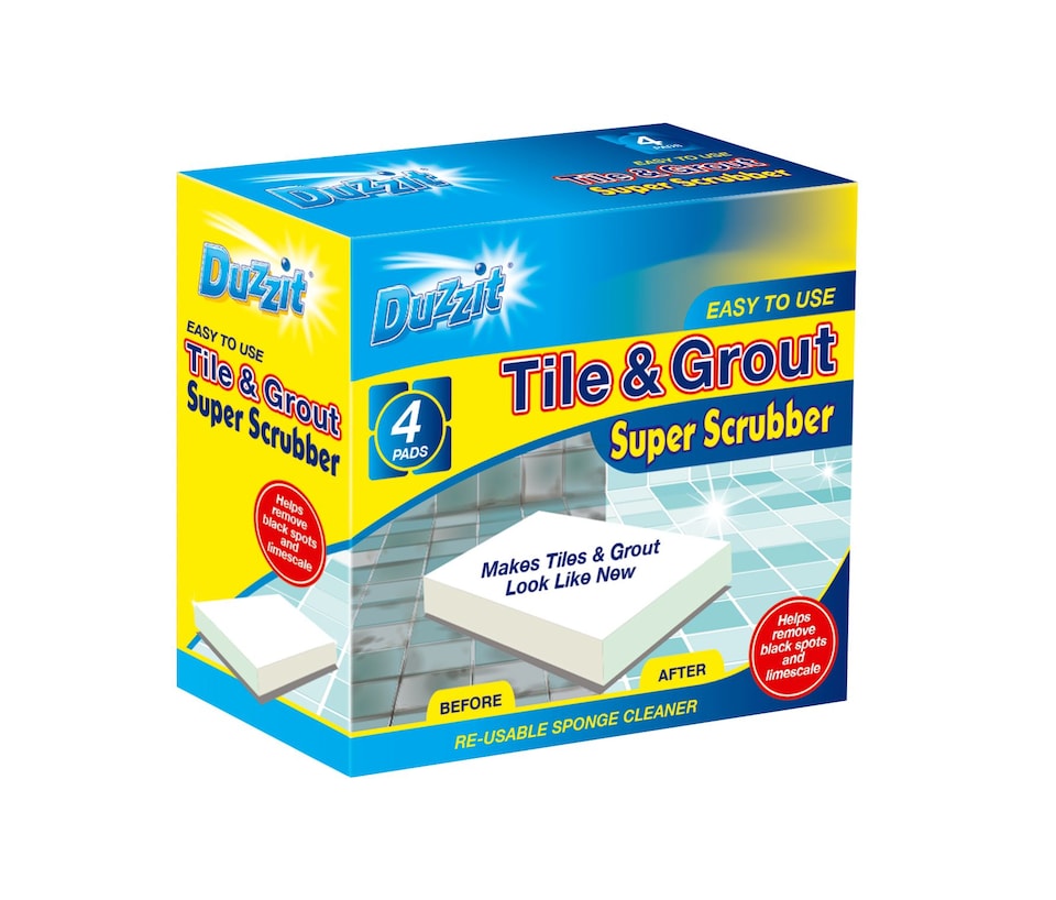 image 1 of Pack of 4 Duzzit Tile and Grout Super Scrubbers