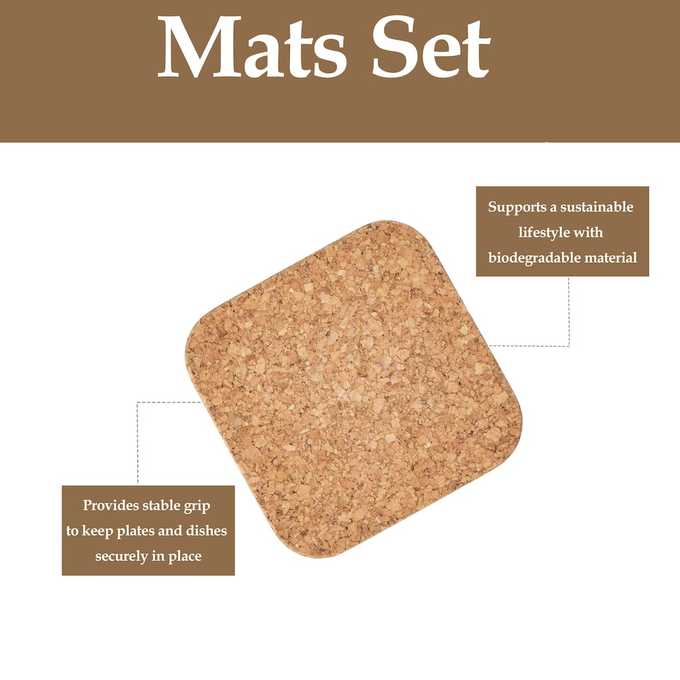 image 1 of Apollo Square Cork Coaster Set Of 6 Heat Resistant Drink Coasters 10cm Natural Cork Round Edge Table Protects Home Kitchen Use