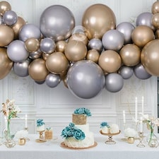Shiny Muted Gold & Silver Metallic DIY Garland Balloon Arch Kit
