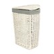 image 3 of Small Corner White Wash Laundry Hamper with Grey Sage Lining Grey | Grey