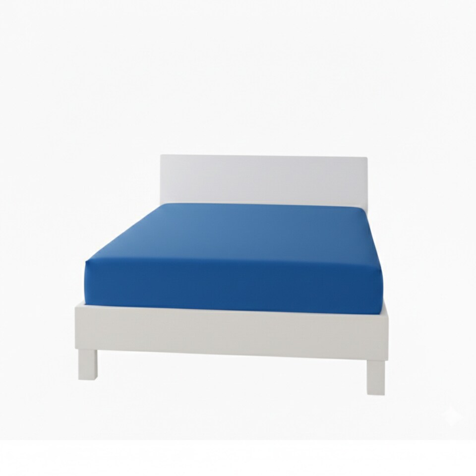 image 1 of Polycotton Fitted Sheet Extra Deep 40cm Skirt Easy Care | Blue | Mid Blue | Small Double