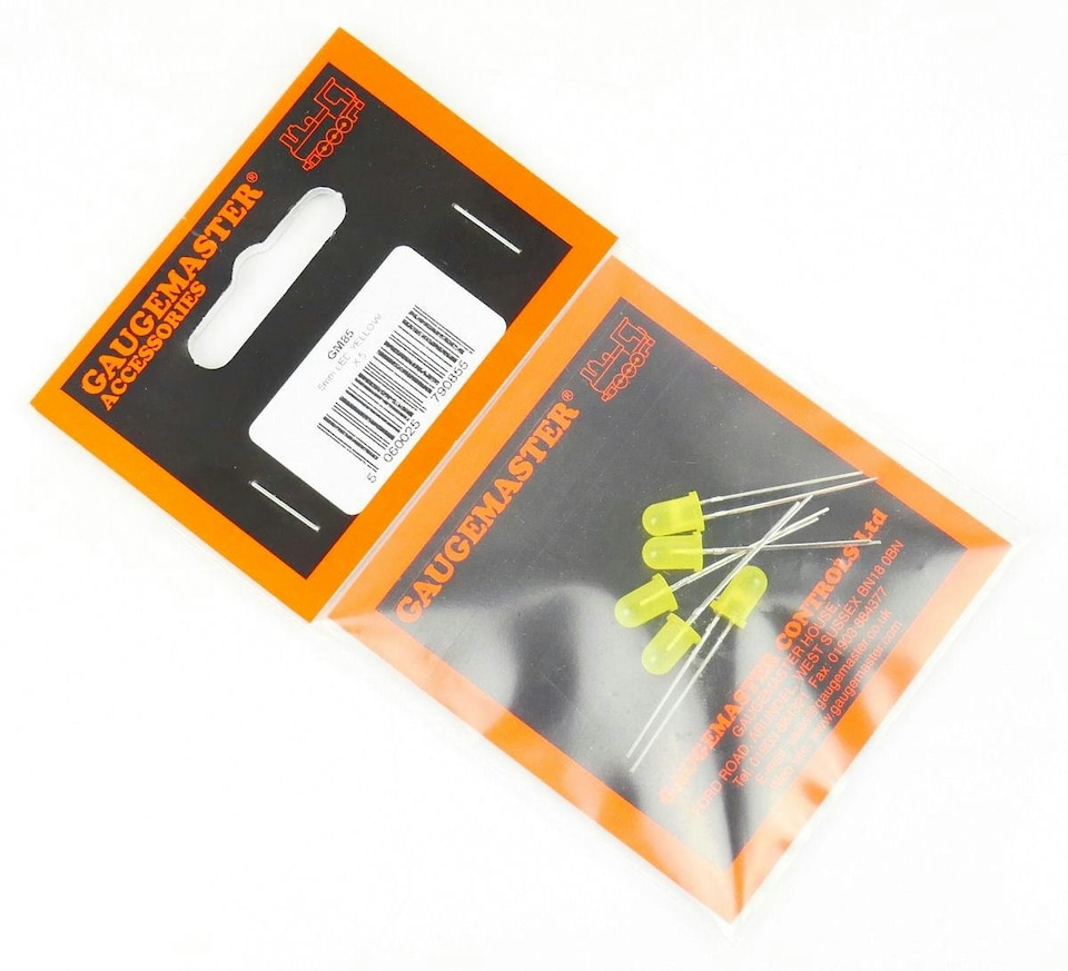 image 1 of Gaugemaster Electric Yellow 5mm 12v LEDs (5) - Use GM76 Resistors