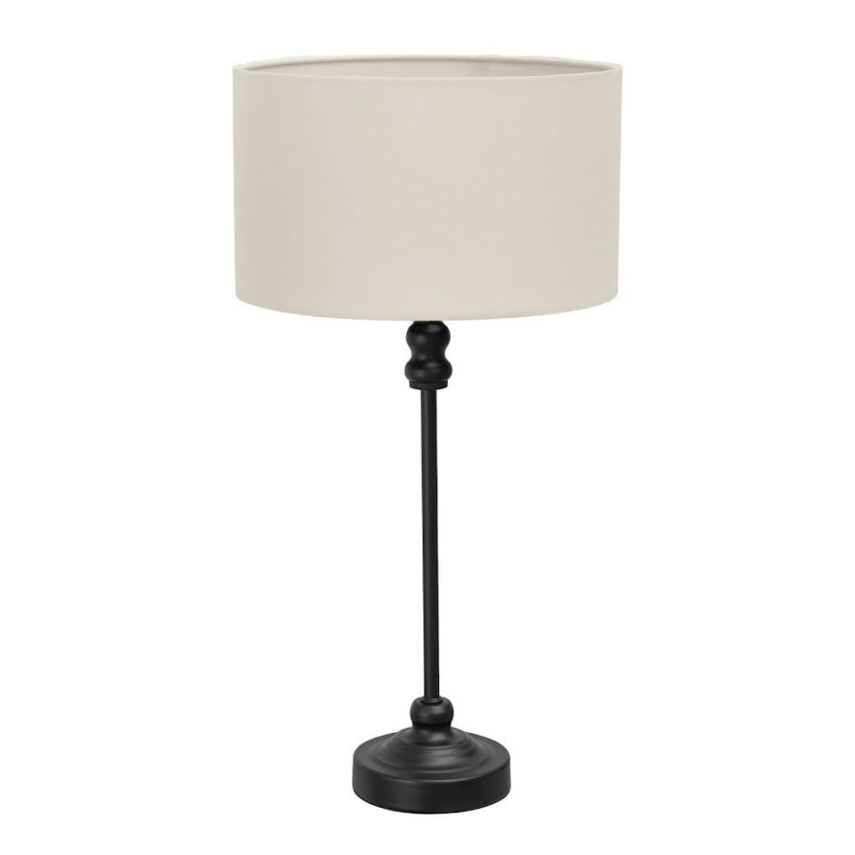 image 1 of ValueLights Maggie Black Candlestick Table Lamp White Shade & Bulb | White