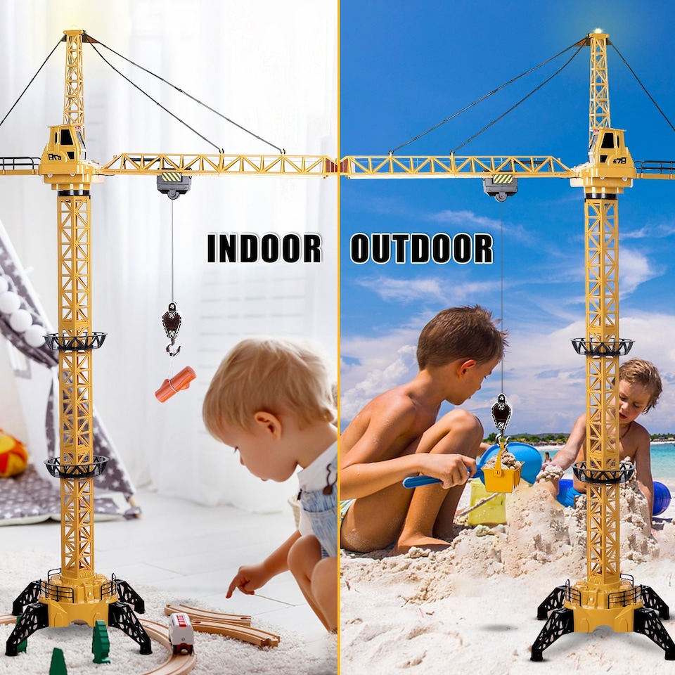 image 1 of Remote Control Crane Toy Construction Vehicles Educational RC Crane Toy for Kids