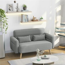 Yaheetech Fabric Loveseat Sofa with Lumbar Pillows for Small Space