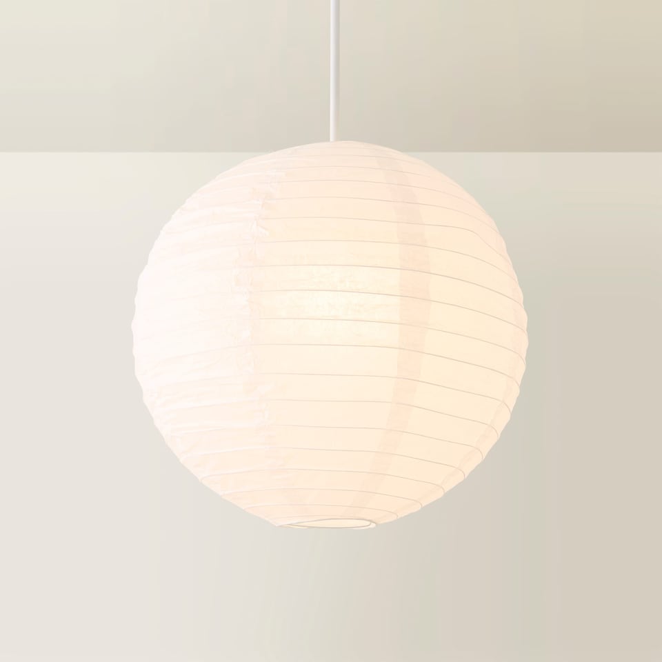 image 1 of ValueLights Isla White Paper Globe Ceiling 40cm Shade and Bulb