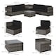image 5 of Outsunny 8 Pieces Outdoor PE Rattan Sofa Set with Cushions, Patio Garden Furniture Sets with Glass Top Coffee Table, Storage Corner Table, Grey