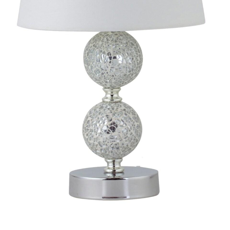 image 1 of Set of 2 Mosaic Touch Lamps with White Shades Chrome | White