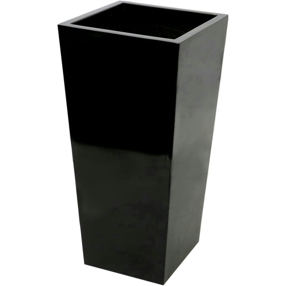 image 1 of Primrose Black Gel Coat Plant Pot Tall Flared Square Fibreglass 60cm x 34cm