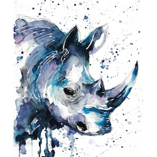 Watercolour Rhino - Elizabeth Grant Art Card