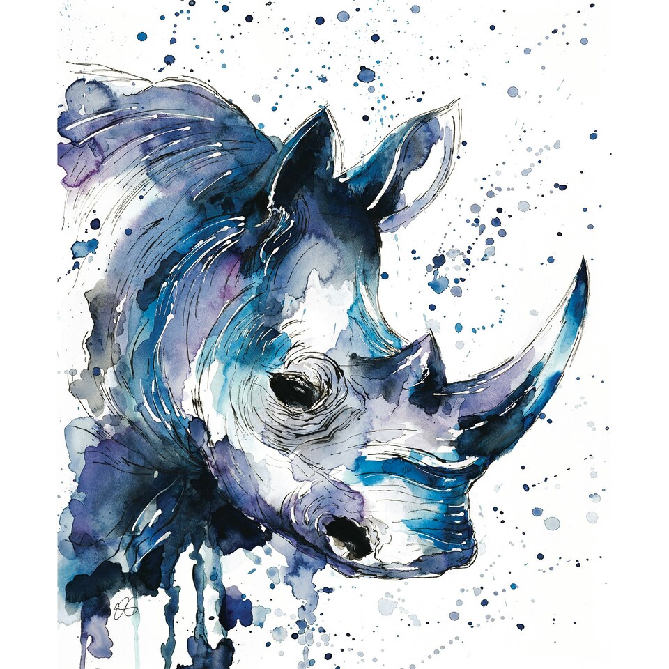 image 1 of Watercolour Rhino - Elizabeth Grant Art Card