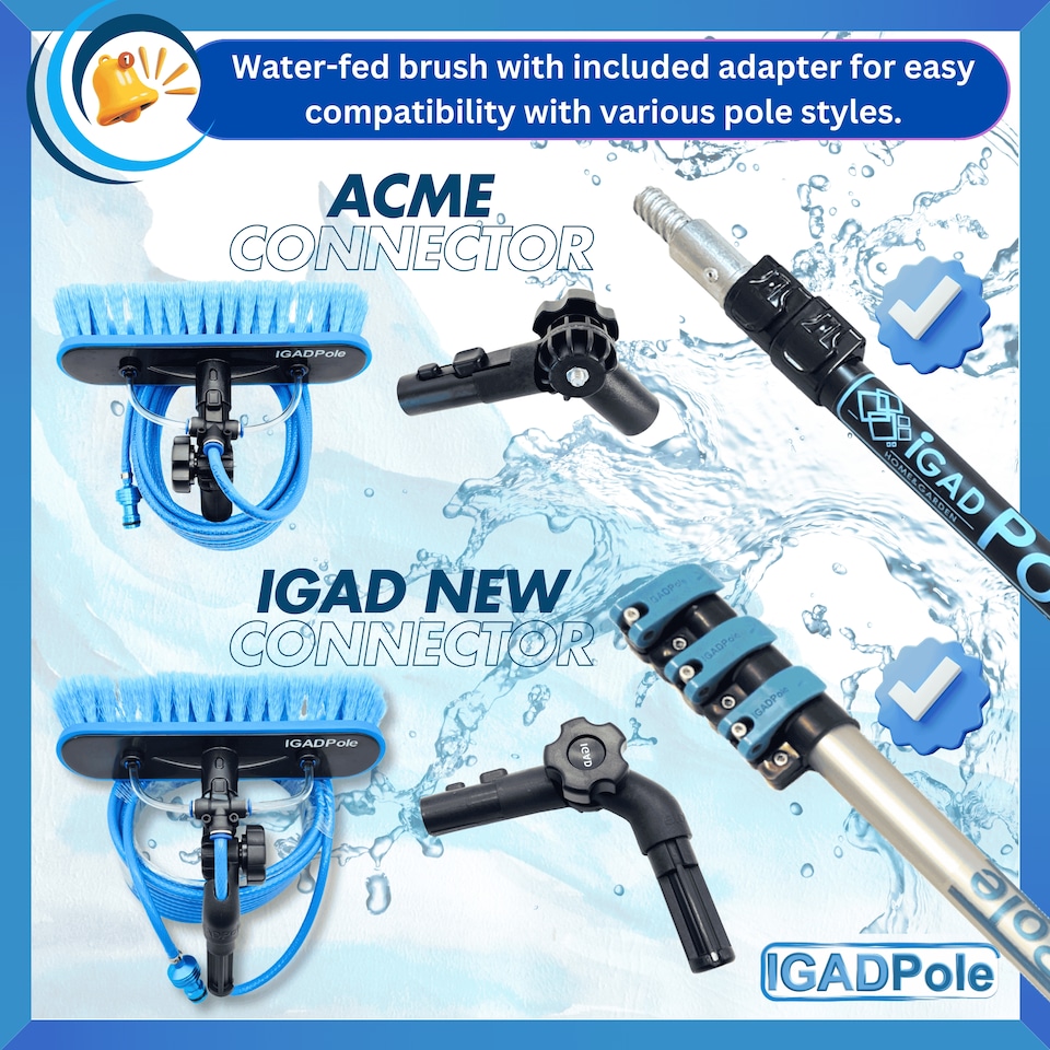 image 1 of IGADPole Water-fed Brush, Cobweb Duster and 10"(25cm) Squeegee (No Pole Included)