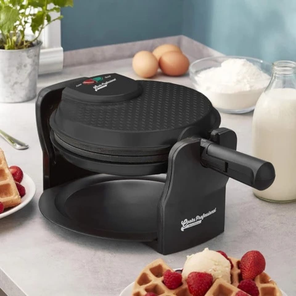 image 1 of Cooks Professional Luxury Rotary Waffle Maker | Powerful 920W | Non-Stick | Easy Clean | Black