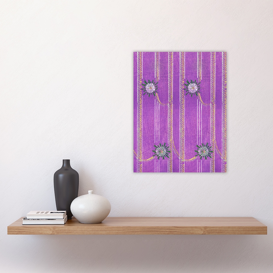 image 1 of Purple Floral Vintage Pattern Japan Wall Art Print Furuya Korin 12x16"