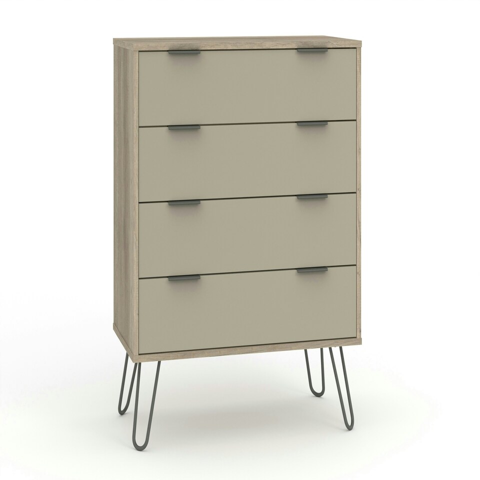 image 1 of Core Products Augusta Driftwood 4 Drawer Chest of Drawers H90.3cm x W76.5cm x D39.5cm Cream