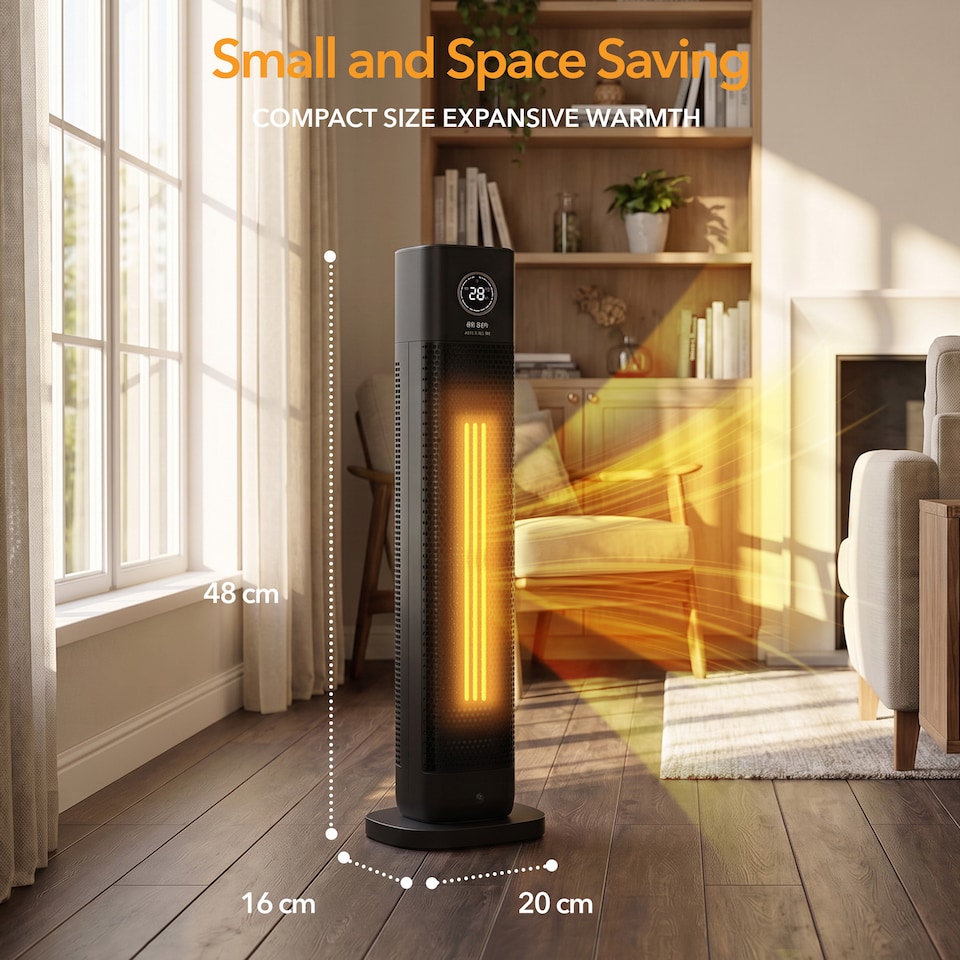 image 1 of Air Pro SmartVoice Hands Free 34 Inch Tower Fan Heater 2 Heat Settings