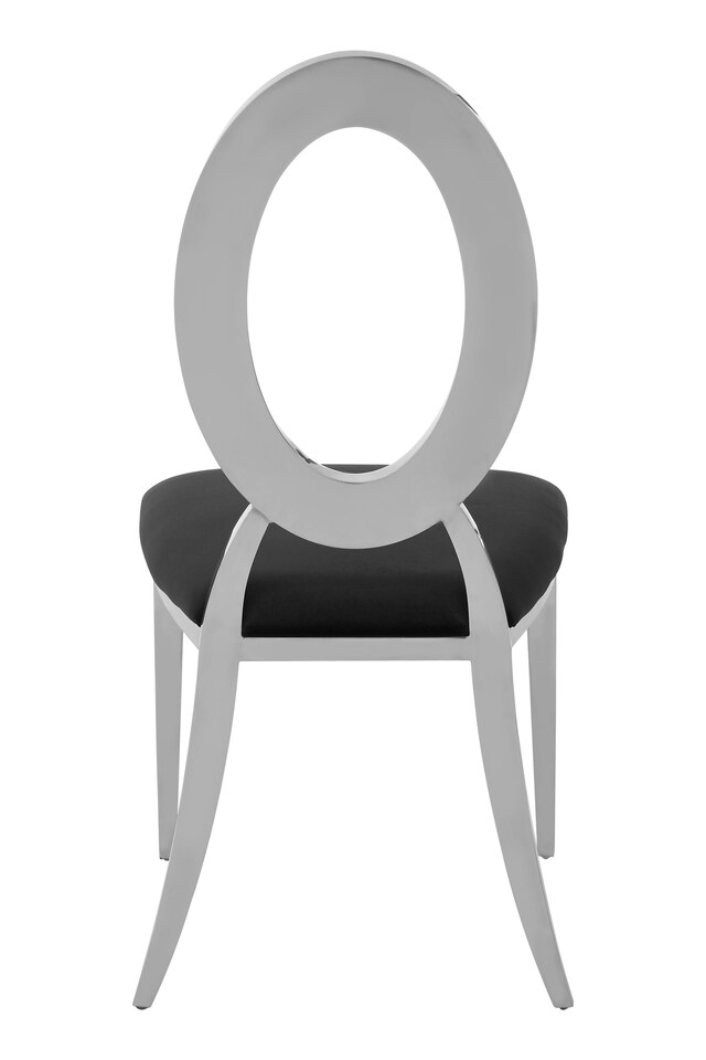 image 1 of Interiors by Premier Luxe Round Back Dining Chair, Elegant Silver Armless Accent Chair, Black Velvet Upholstered Modern Chair | Black