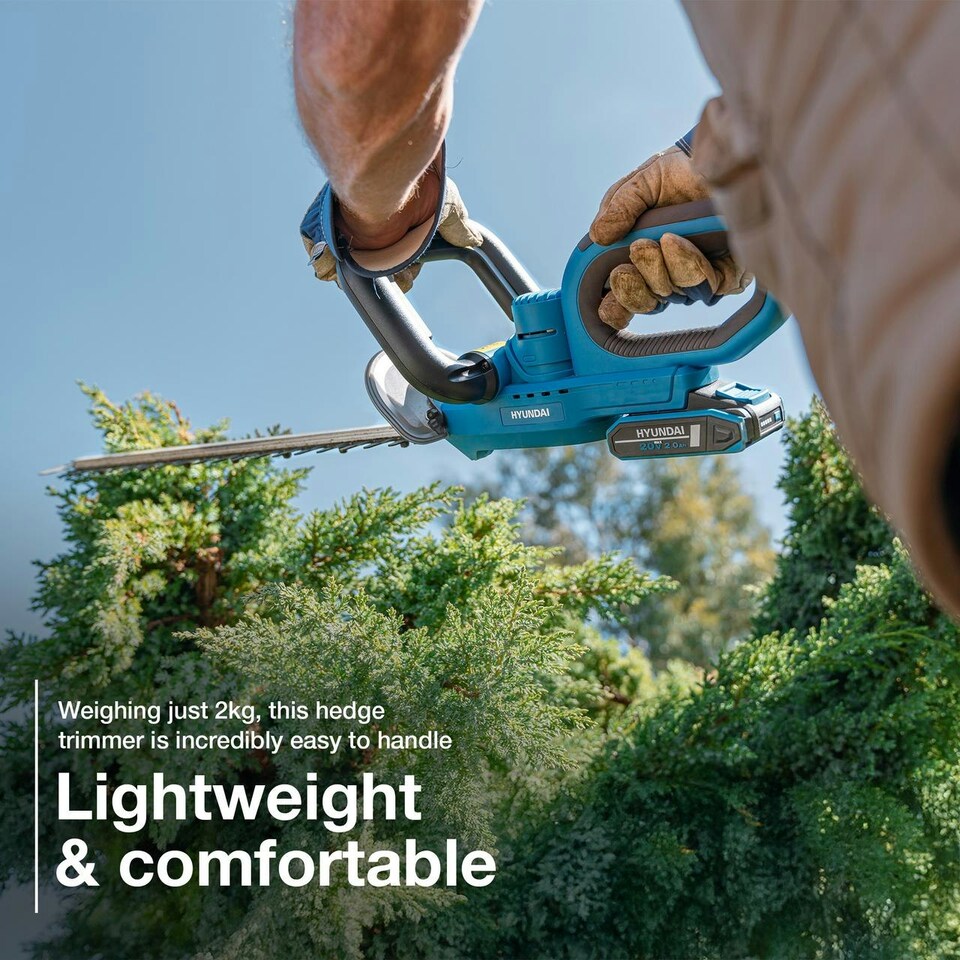 image 1 of Hyundai 20V 510mm Cordless Hedge Trimmer, 2.0Ah Li-ion Battery, Lightweight & Powerful | HY20CHT