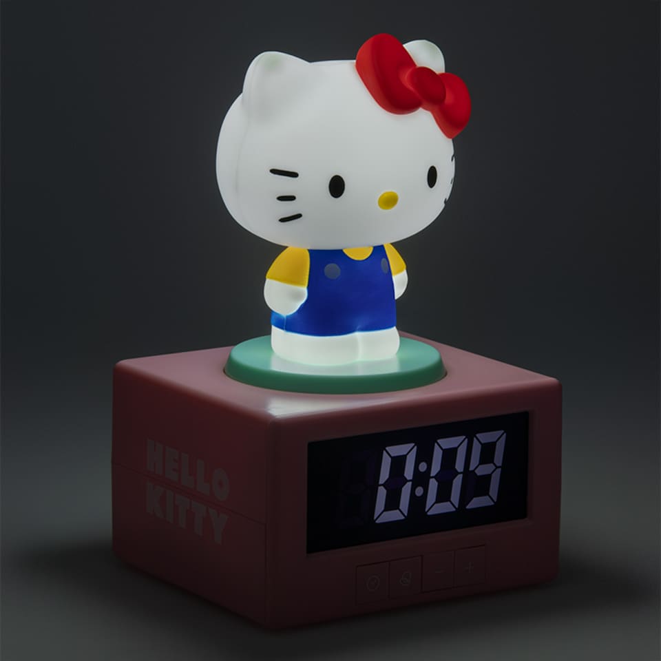 image 1 of Hello Kitty Digital Alarm Clock with Night Light & Music, BatteryPowered Sanrio Kawaii Bedroom Decor Gift  Paladone