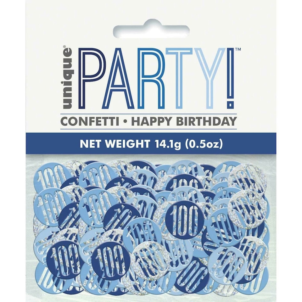 image 1 of Unique Party Glitter 100th Confetti - Blue/Silver - One Size