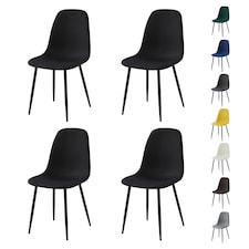 Set of 4 Teddy Faux Fur Stitched Design Dining Chairs Black Bella by MCC