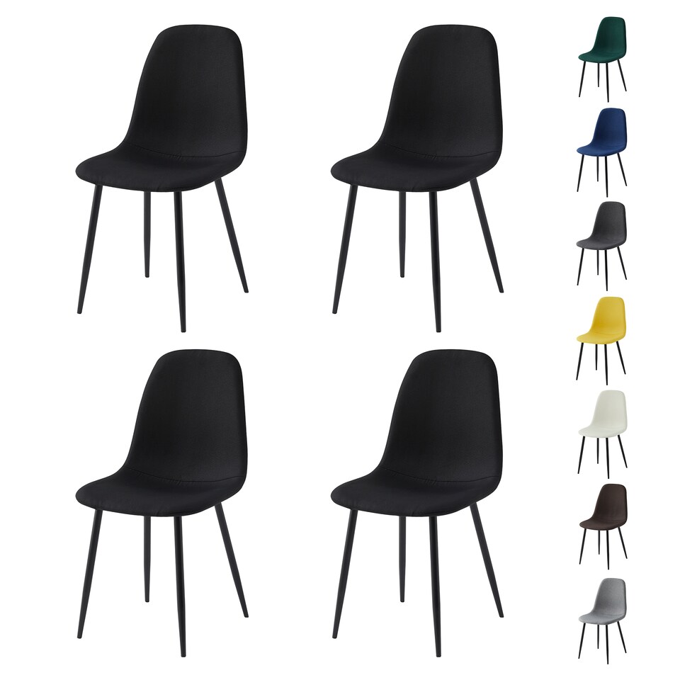 image 1 of Set of 4 Teddy Faux Fur Stitched Design Dining Chairs Black Bella by MCC