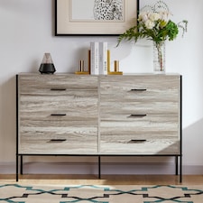 Vida Designs Brooklyn 6 Drawer Chest of Drawers Industrial Bedroom Storage, Grey