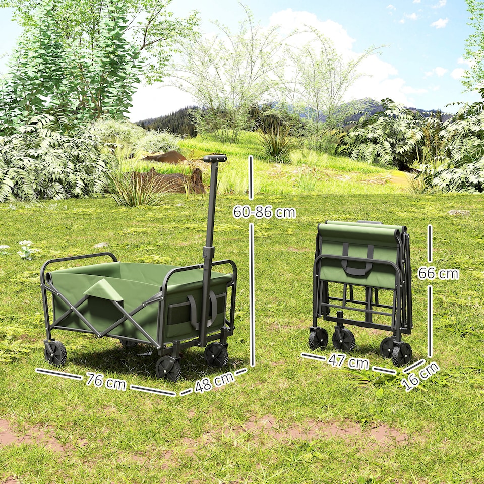 image 1 of Outsunny 93L Festival Trolley, 100kg Heavy Duty Folding Trolley Cart, Green