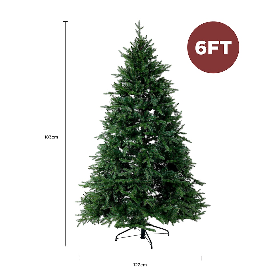 image 1 of Charles Bentley Luxury 6ft Faux Hinged Nordic Spruce Christmas Tree Green