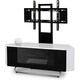 image 4 of Centurion Supports Hampshire Corner-Friendly Gloss White with Black Contrast Beam-Thru Remote Friendly Door 26"-50" Flat Screen TV Cabinet with Mounting Arm White
