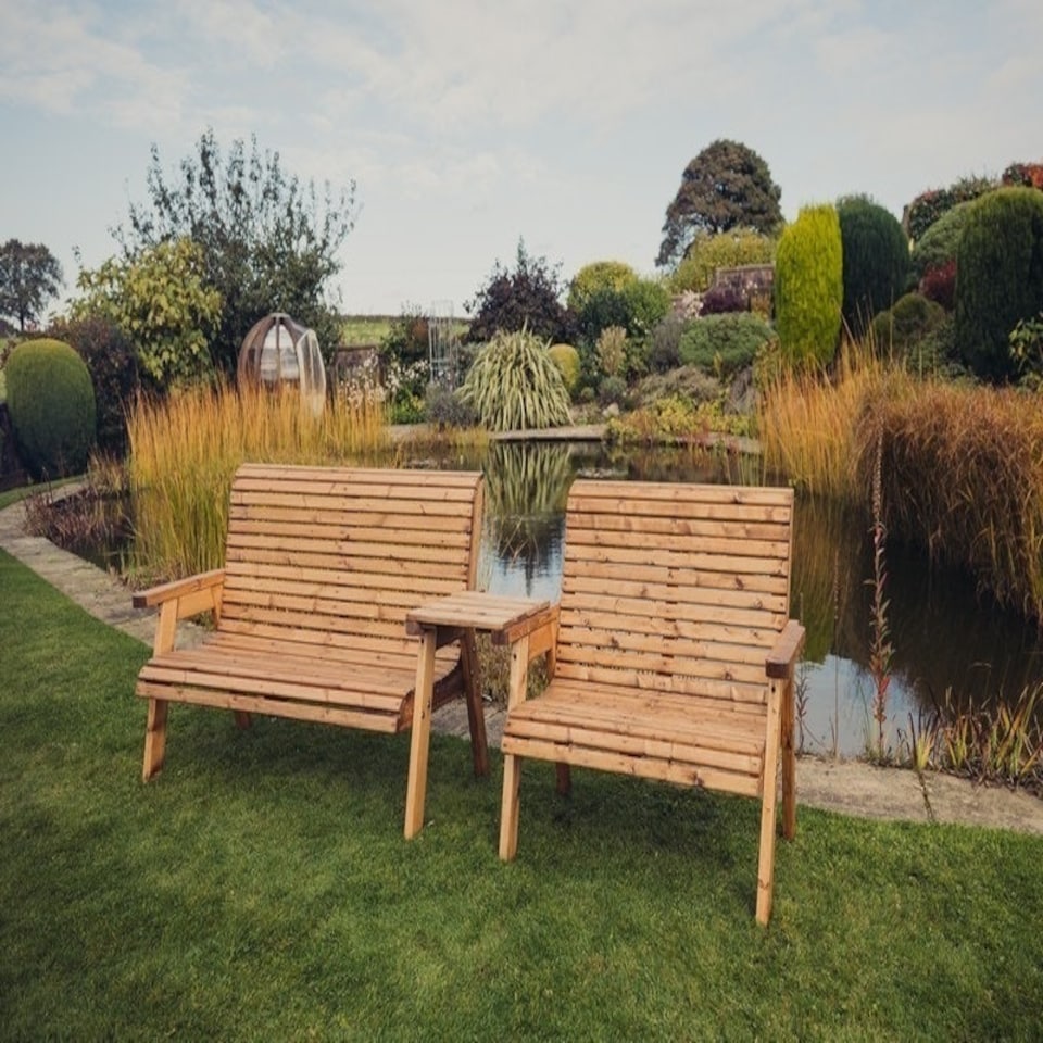 image 1 of Valley 5 Seat Set 1X2B 1X3B Straight Tray - Timber - L100 x W215 x H95 cm - Garden Furniture - Fully Assembled